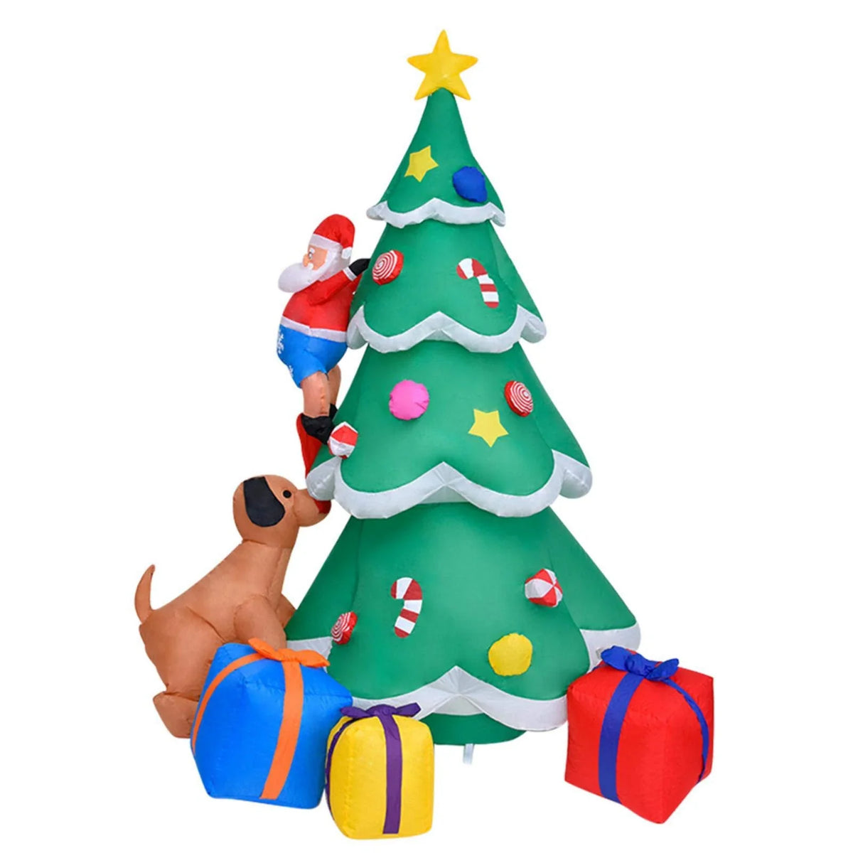 Inflatable Christmas Tree Santa & Dog Weatherproof