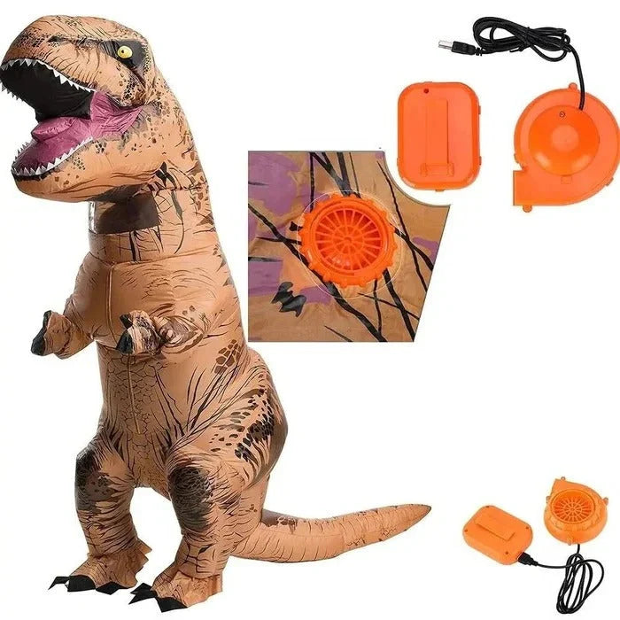 Inflatable Dinosaur Costume Battery-Powered Blower Matching Gloves