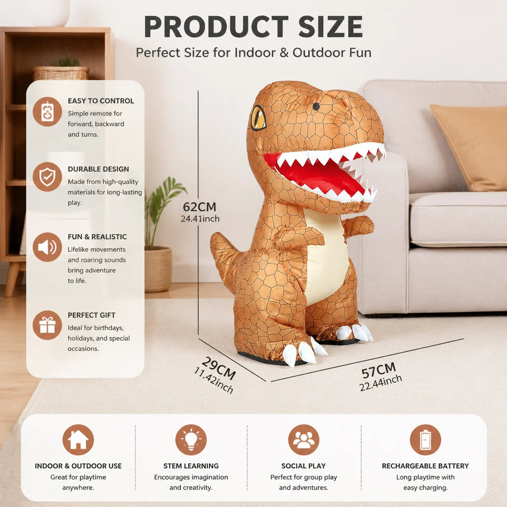 Inflatable Dinosaur Remote-Controlled Includes Air Pump & Remote