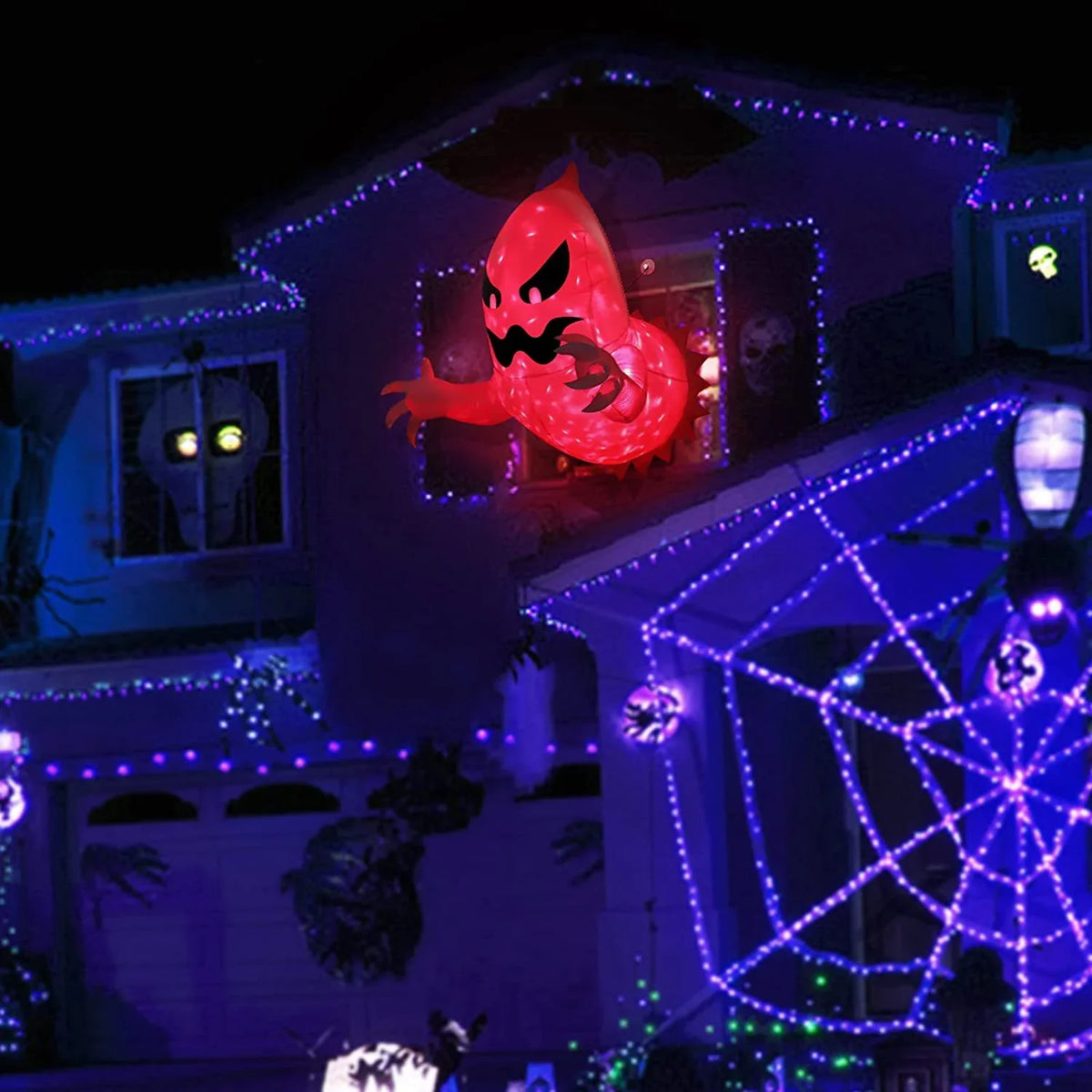 Inflatable Halloween Ghost Decoration Glowing Red Eyes Built-In LED