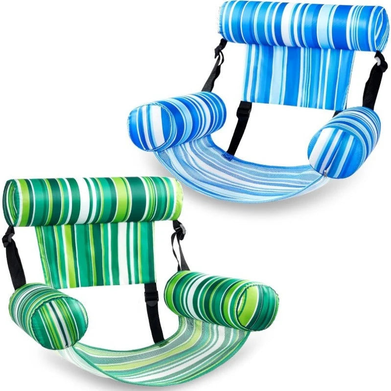 Inflatable Pool Lounger Three-Chamber Nylon Mesh Seat