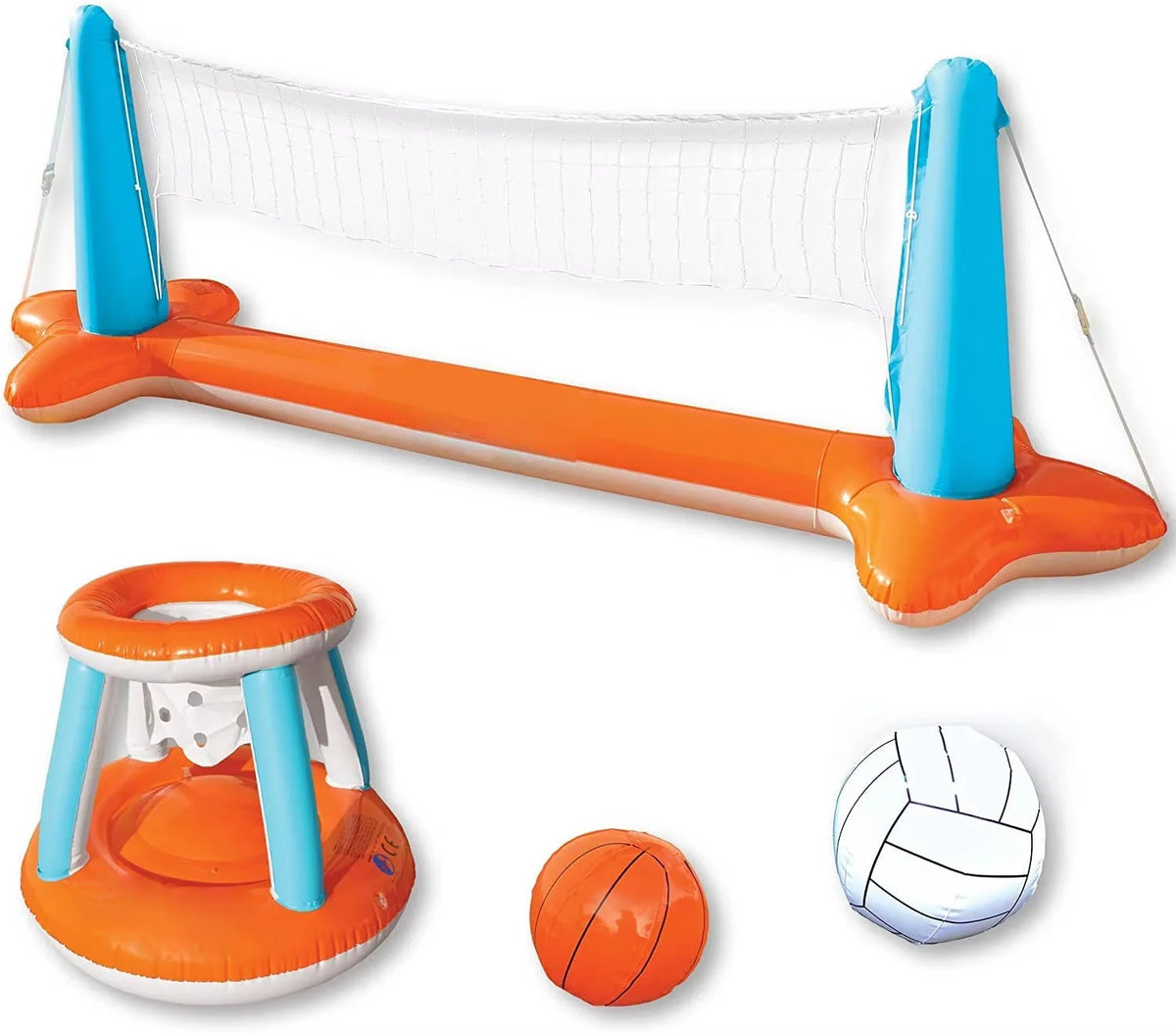Inflatable Pool Net Dual-Game With Balls & Weight Bags