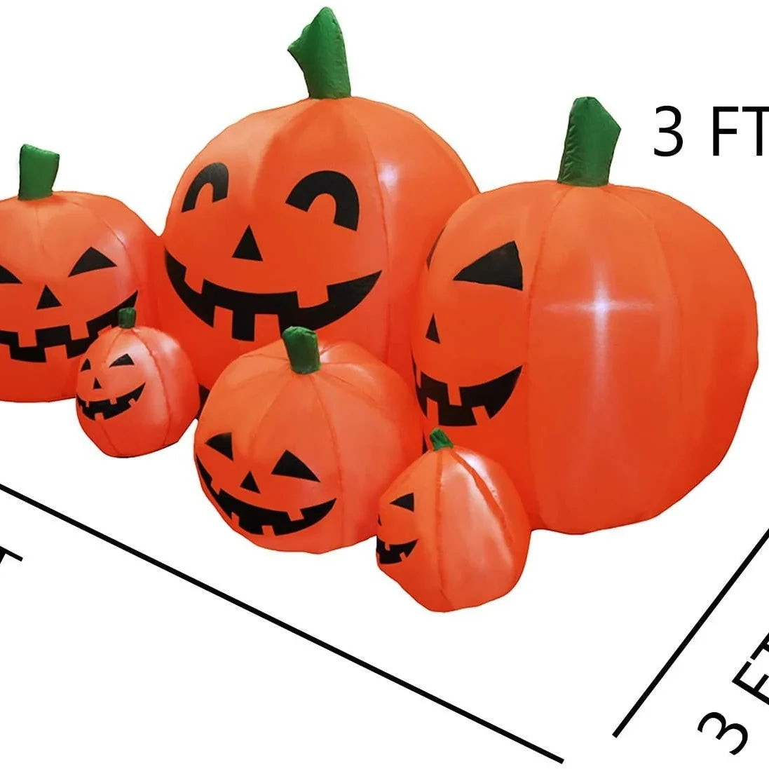 Inflatable Pumpkin Jack-O'-Lantern Quick-Inflate Weather-Resistant