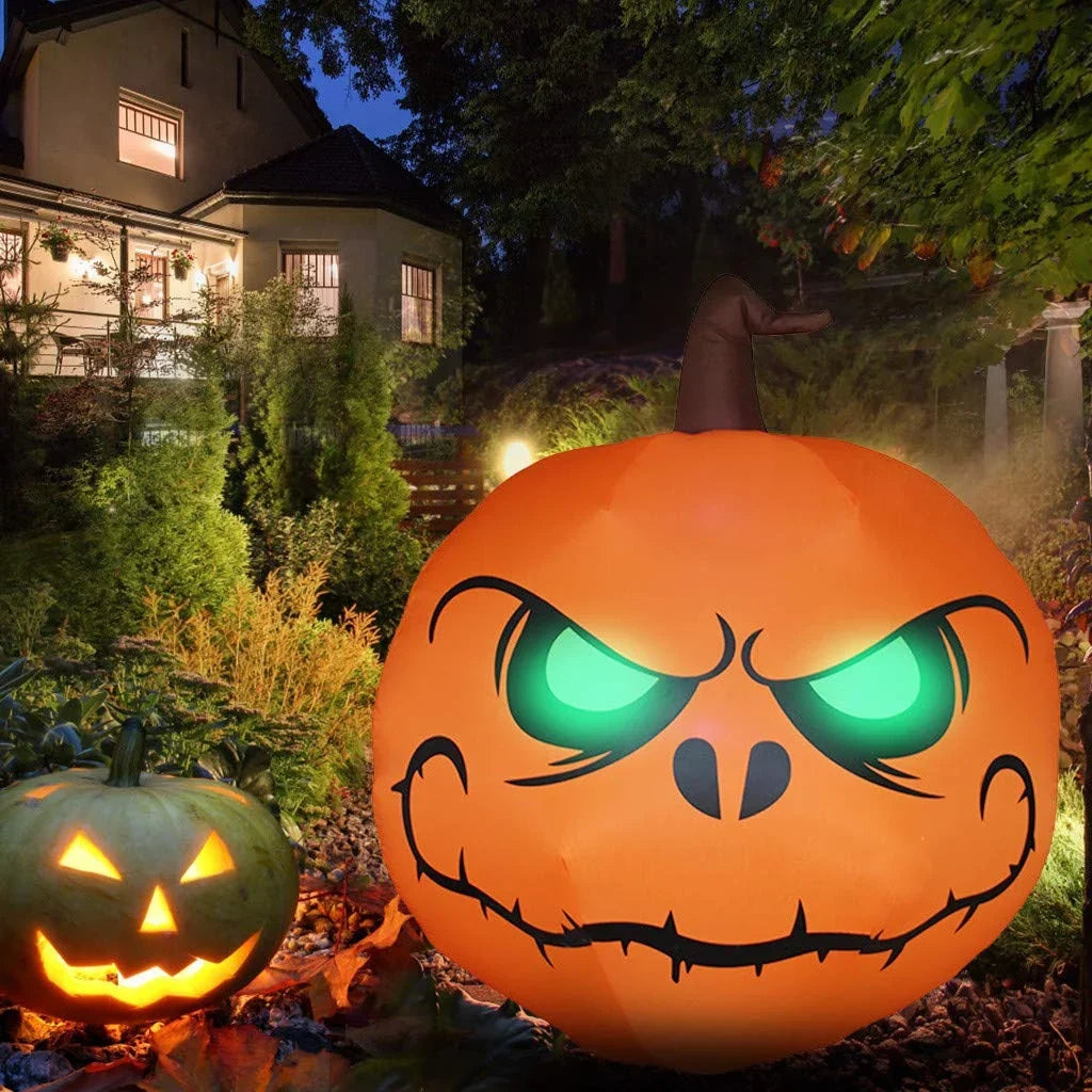 Inflatable Pumpkin Large Weatherproof Glowing Green Eyes