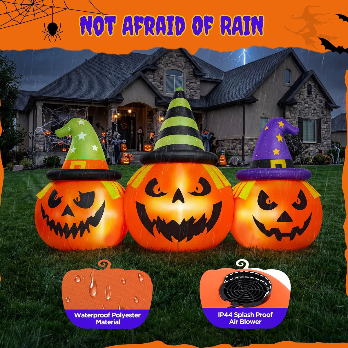 Inflatable Pumpkin Yard Decor Built-In Blower & LED Lights