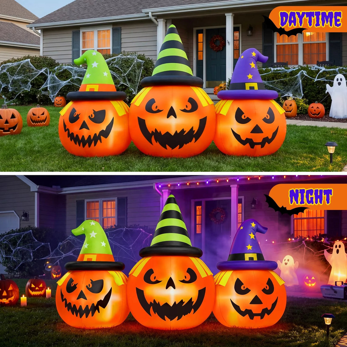 Inflatable Pumpkin Yard Decor Built-In Blower & LED Lights