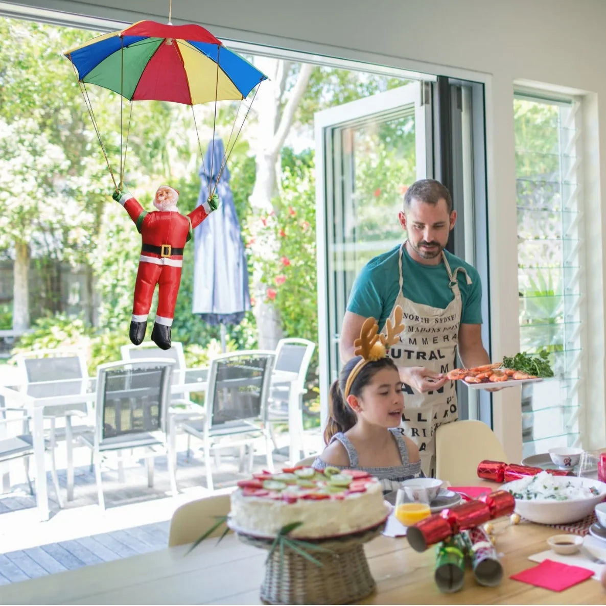 Inflatable Santa Figure Weatherproof Colorful Parachute