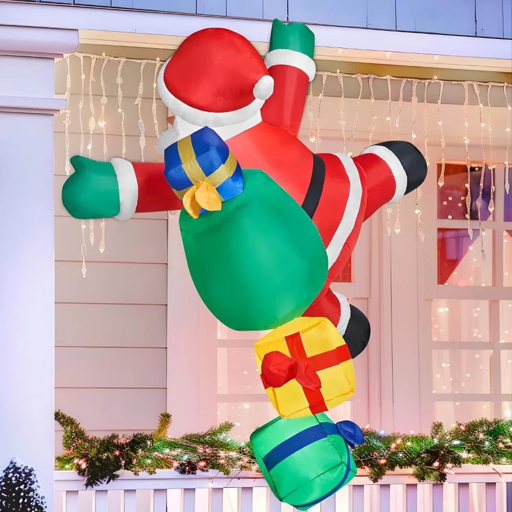 Inflatable Santa Internal LEDs & Quiet Blower Weather-Resistant Polyester