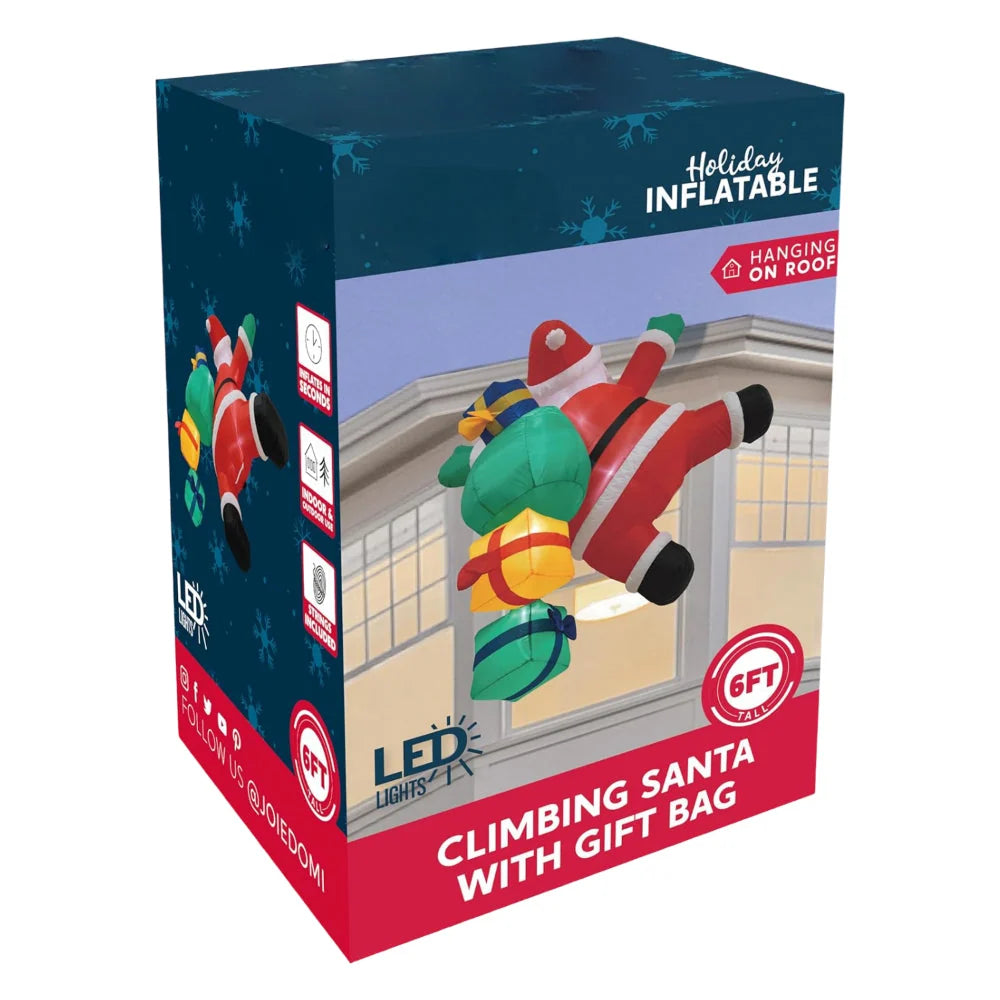 Inflatable Santa Internal LEDs & Quiet Blower Weather-Resistant Polyester