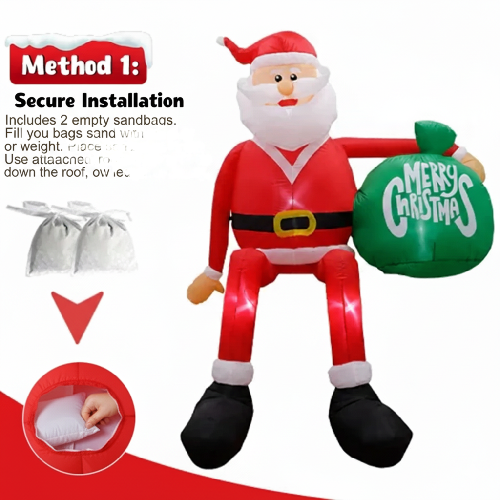 Inflatable Santa LED-Lit Weatherproof Polyester 7 Ft 10.5 In