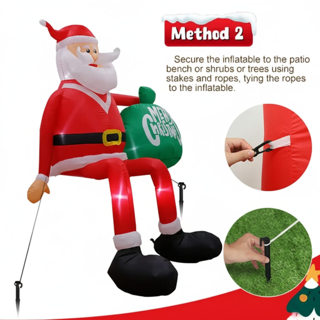 Inflatable Santa LED-Lit Weatherproof Polyester 7 Ft 10.5 In
