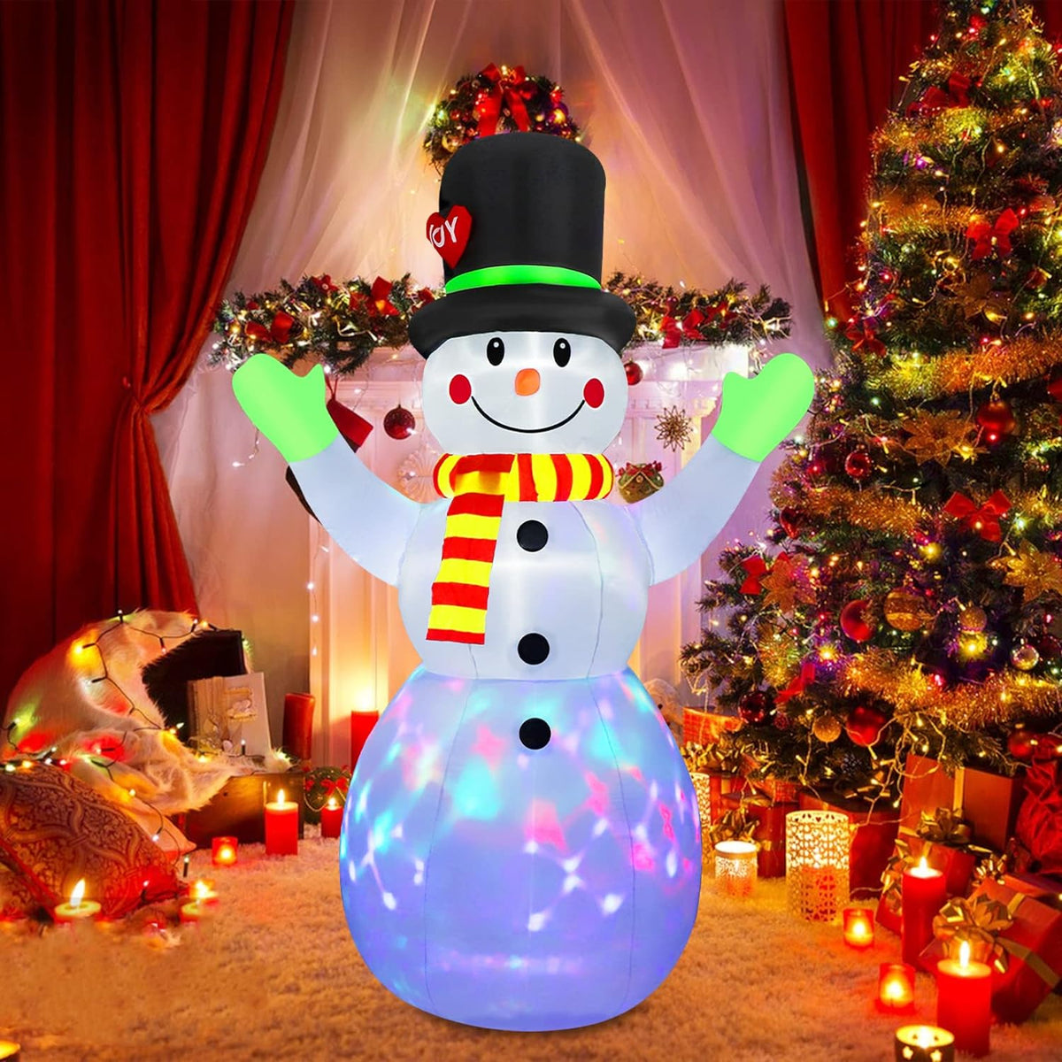 Inflatable Snowman LED-Lit Weather-Resistant 6 Ft 11.9 In