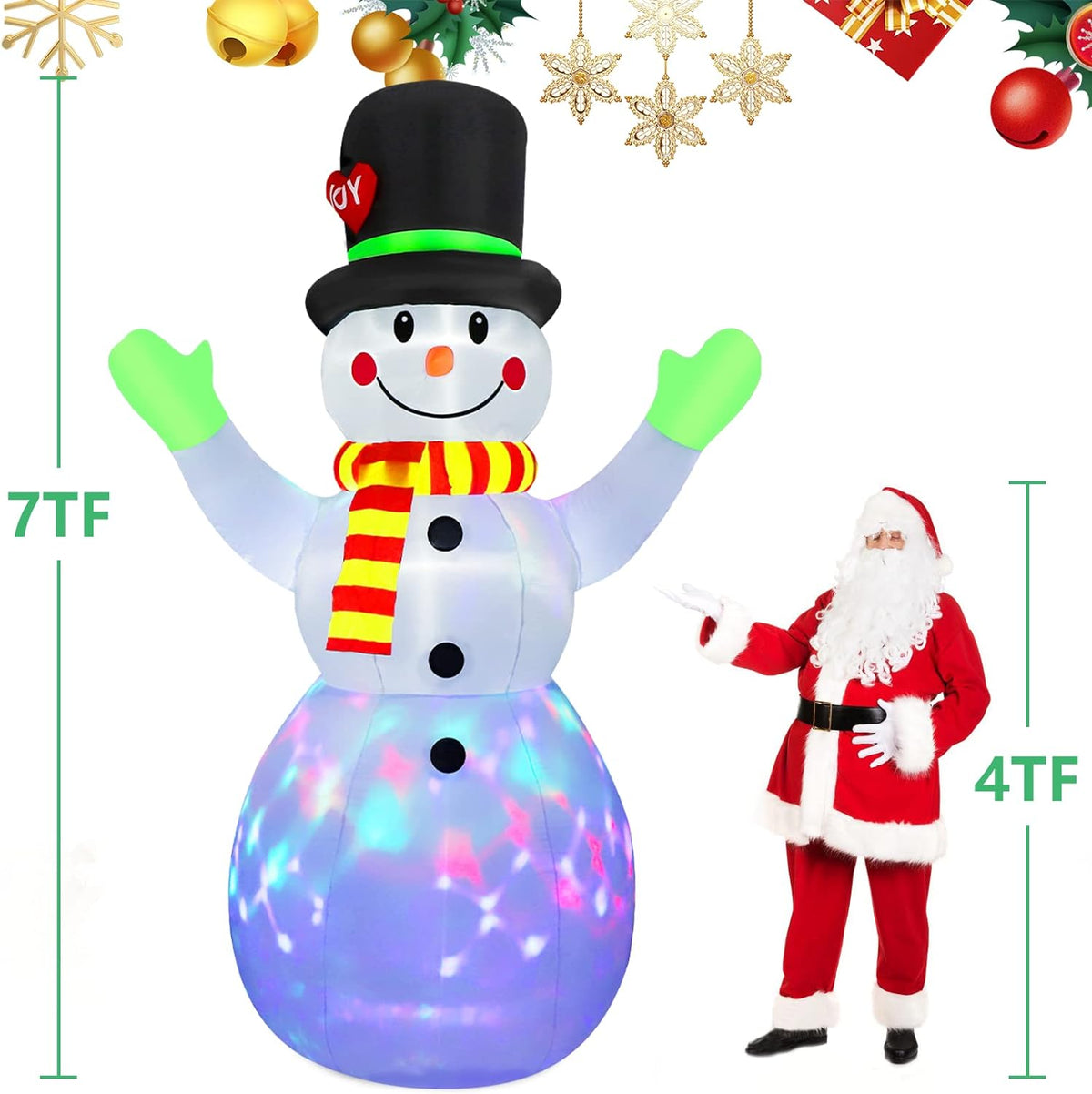 Inflatable Snowman LED-Lit Weather-Resistant 6 Ft 11.9 In