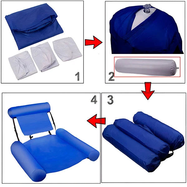 Inflatable Swimming Chair Ergonomic Backrest & Armrests Quick Inflate