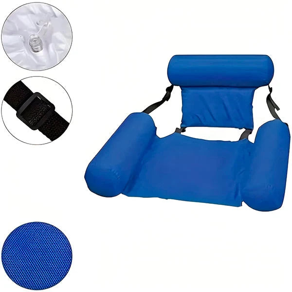 Inflatable Swimming Chair Ergonomic Backrest & Armrests Quick Inflate