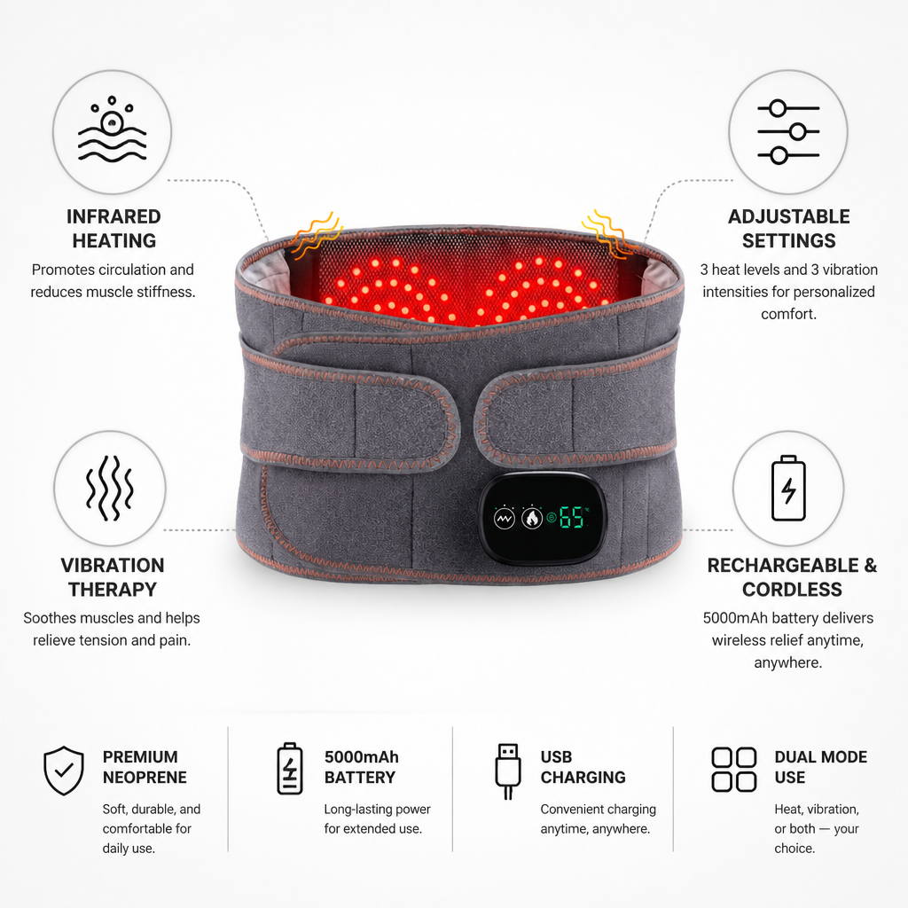 Infrared Heat & Vibration Lumbar Belt (Rechargeable)