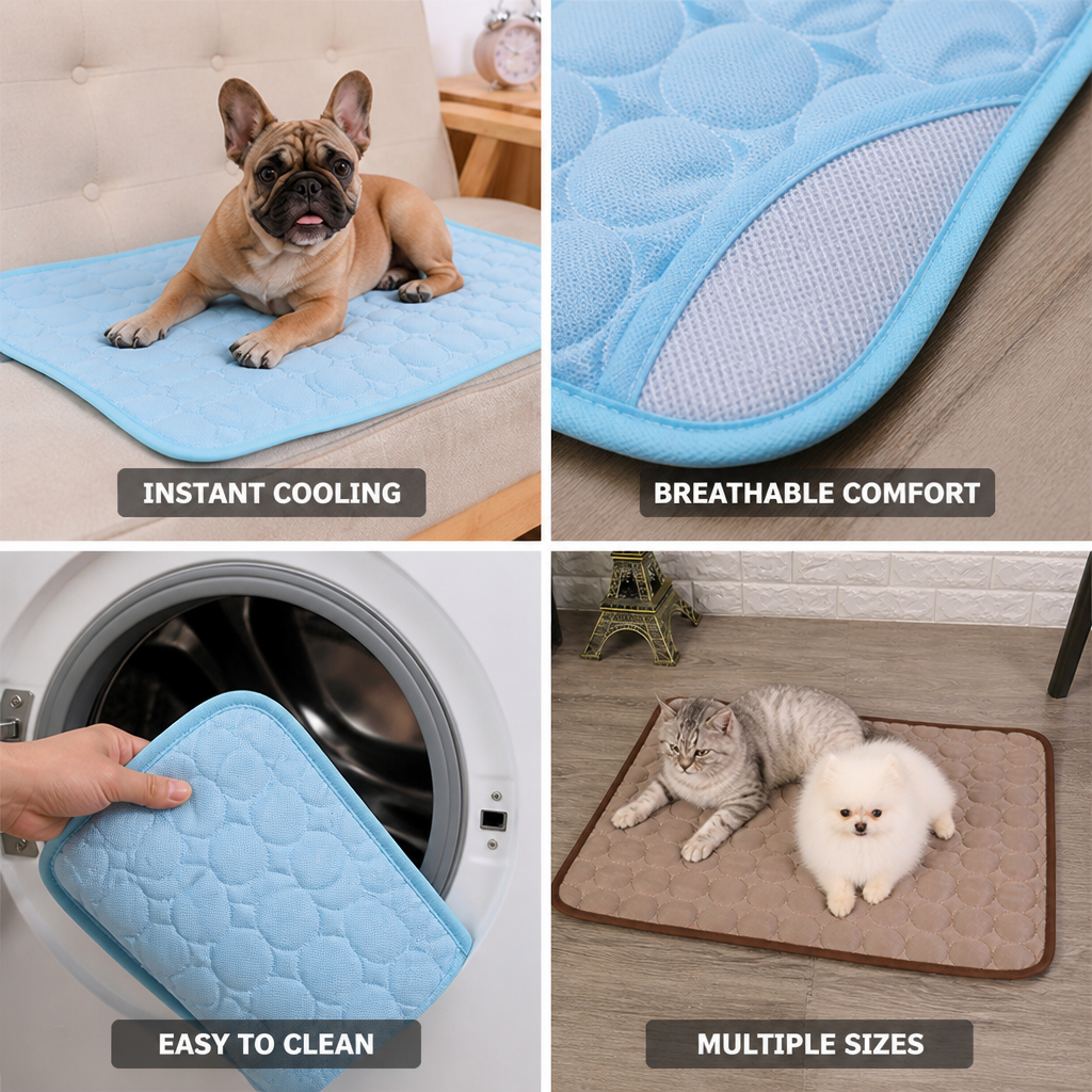 Instant Cooling Ice Silk & Pearl Cotton Pet Cooling Mat