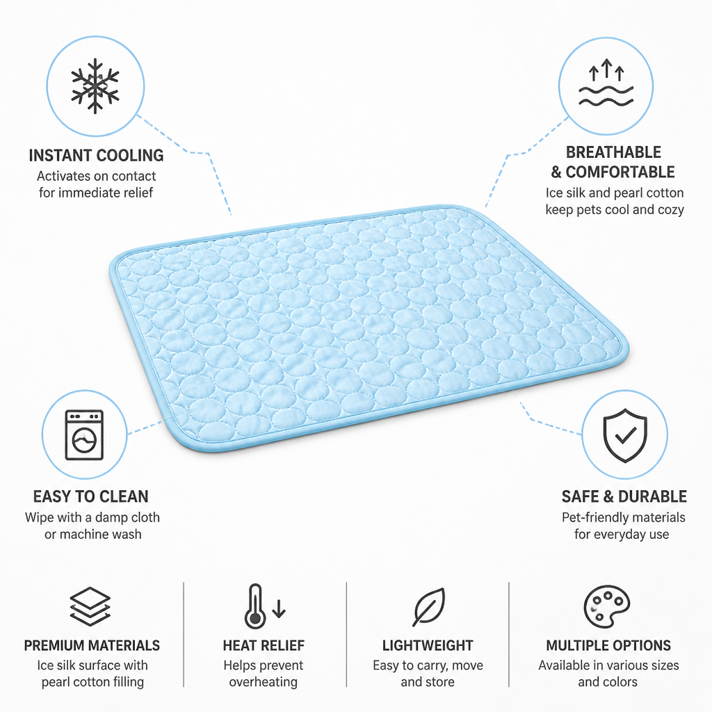Instant Cooling Ice Silk & Pearl Cotton Pet Cooling Mat
