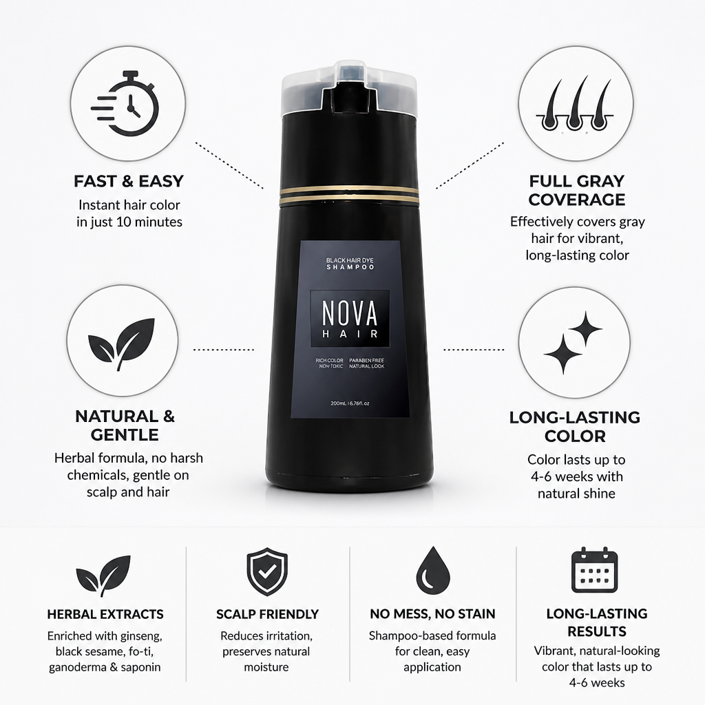 Instant Gray-Coverage Herbal Coloring Shampoo