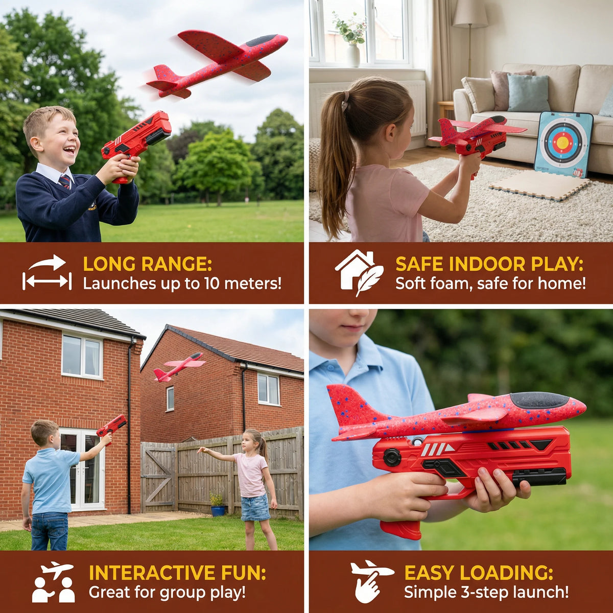 Interactive Flying Toy Launcher Glides Back No Batteries