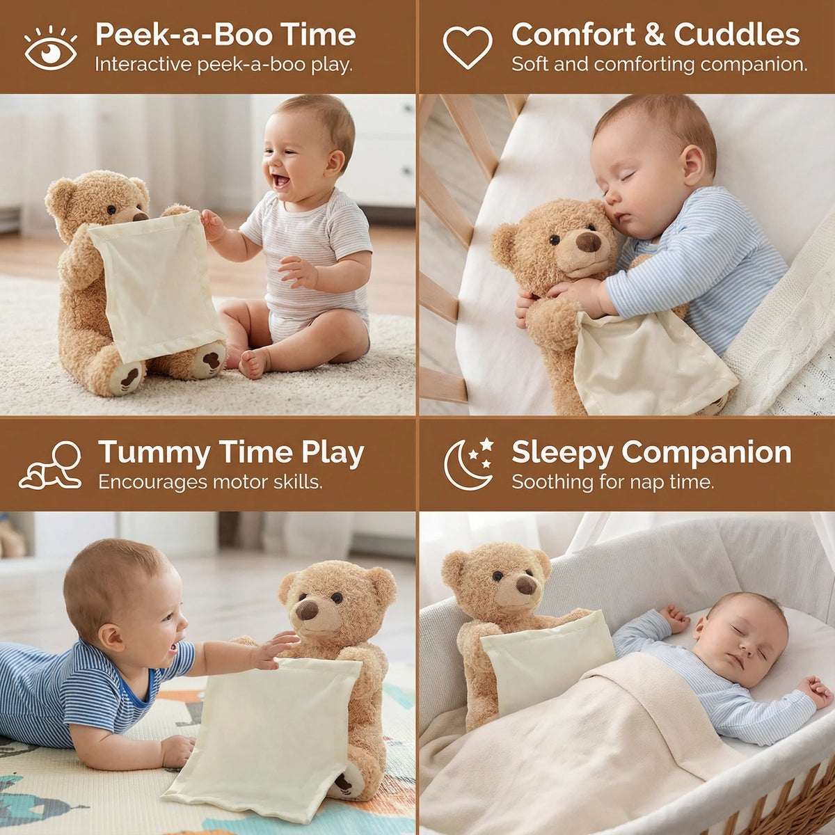 Interactive Plush Bear Voice-Activated & Gentle Movement