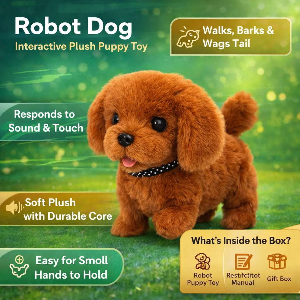 Interactive Puppy Toy Sound & Touch Activated Plush Walking Dog