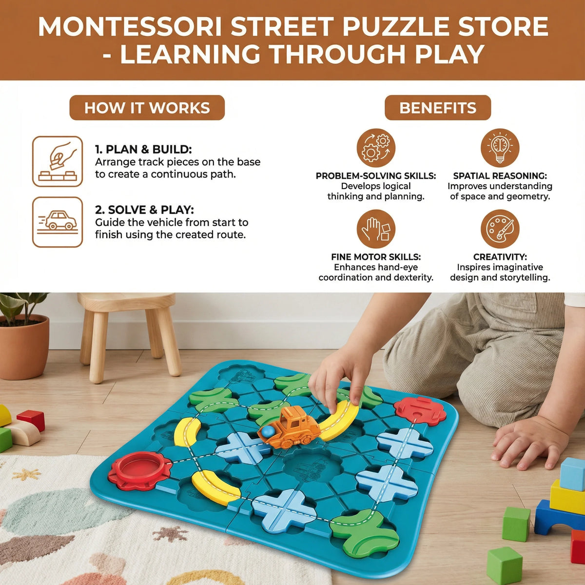 Interlocking Block Puzzle Street Layout Movable Car