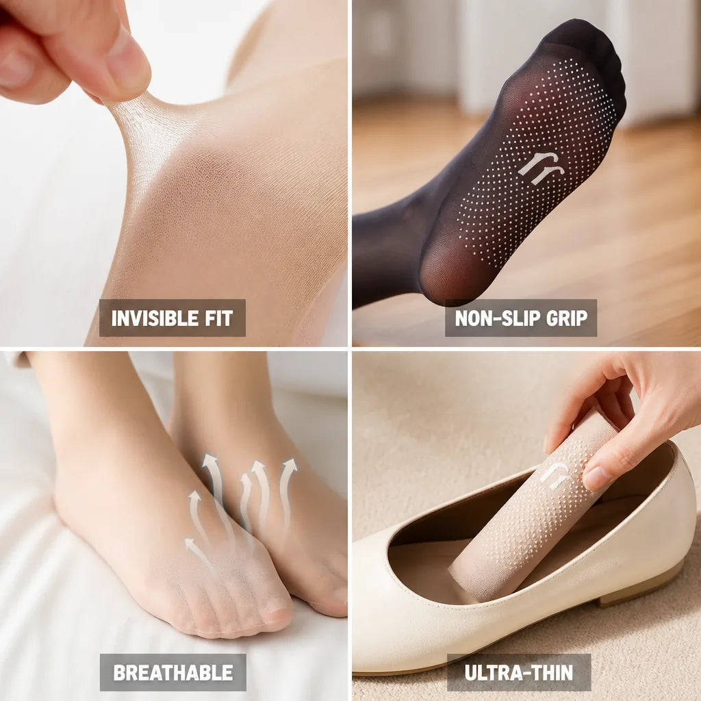 Invisible Liner Socks Ultra-Thin Breathable Non-Slip Set of 6