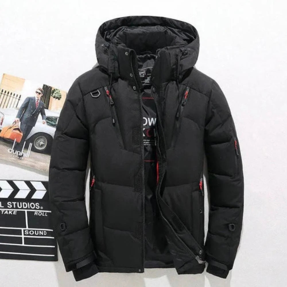 Jacket Duck Down Insulated Polyester Shell Removable Hood