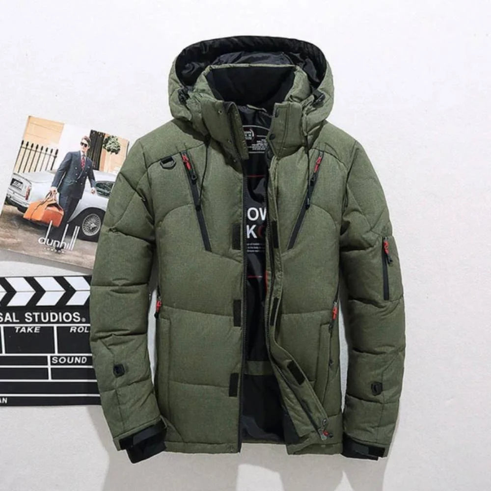 Jacket Duck Down Insulated Polyester Shell Removable Hood