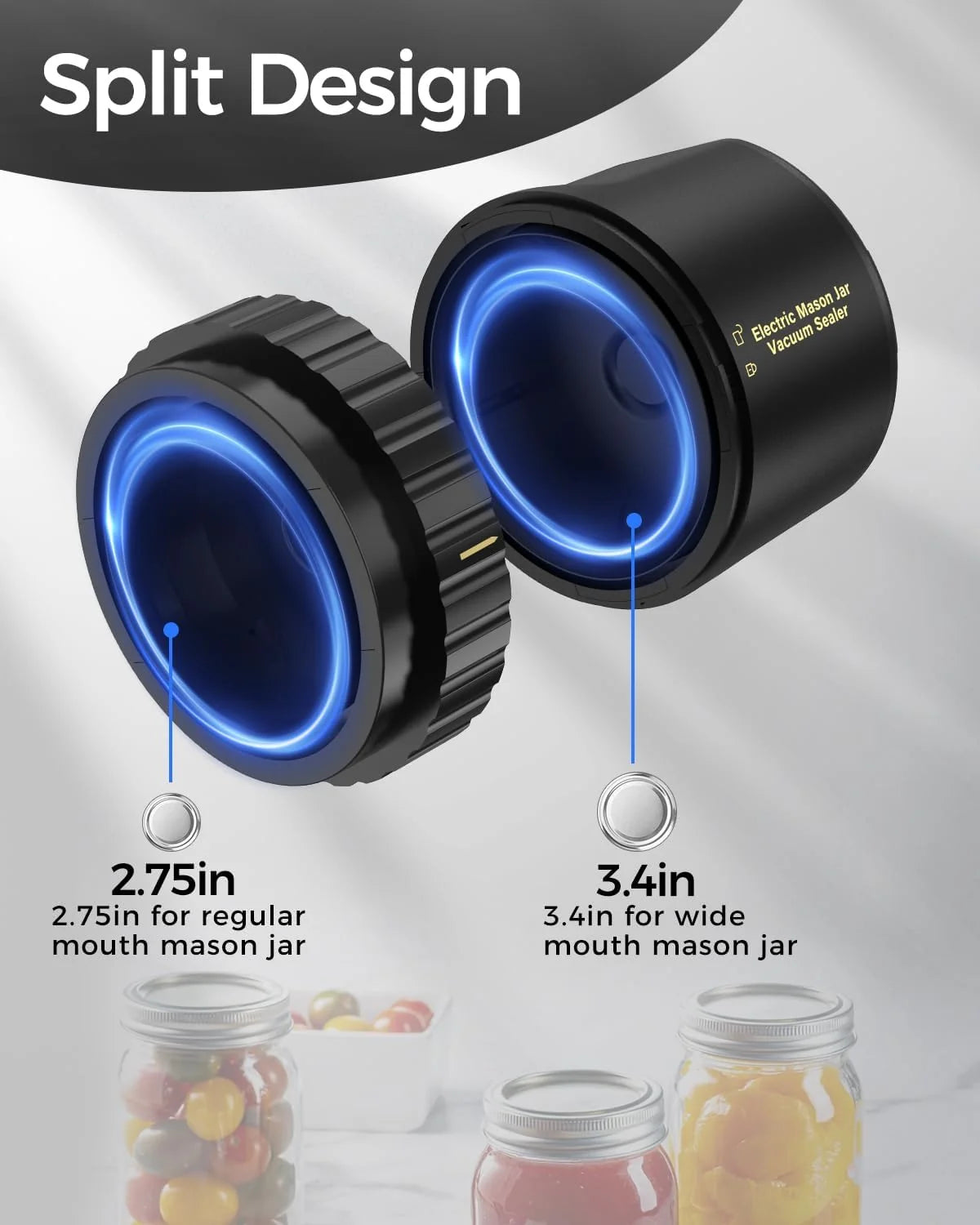Jar Vacuum Sealer Cordless Rechargeable One-Touch