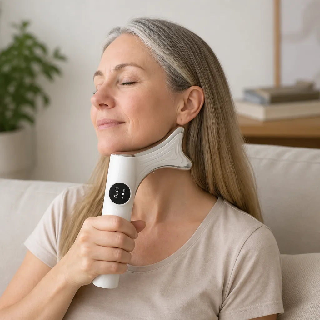 Jaw & Neck Massager Heat Vibration & EMS