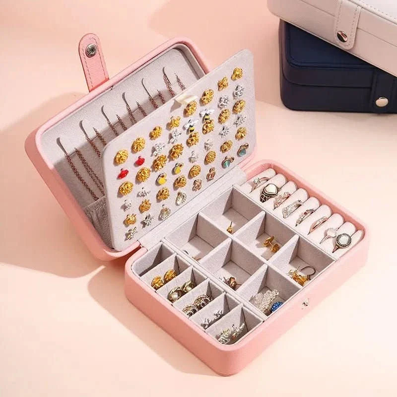 Jewelry Box Leather Magnetic Closure Ring & Earring Organizer