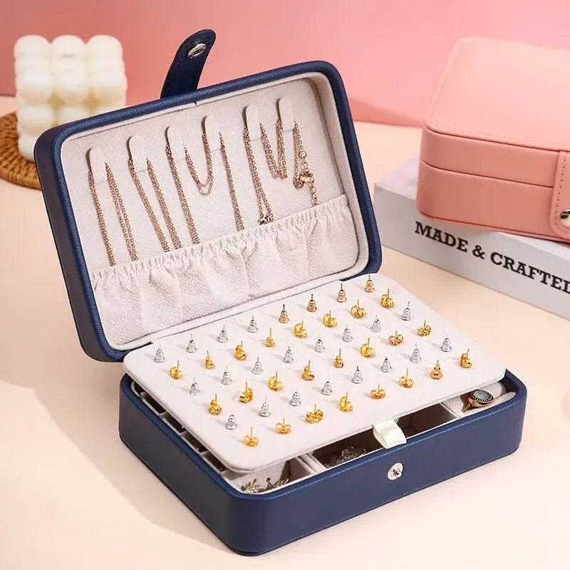 Jewelry Box Leather Magnetic Closure Ring & Earring Organizer