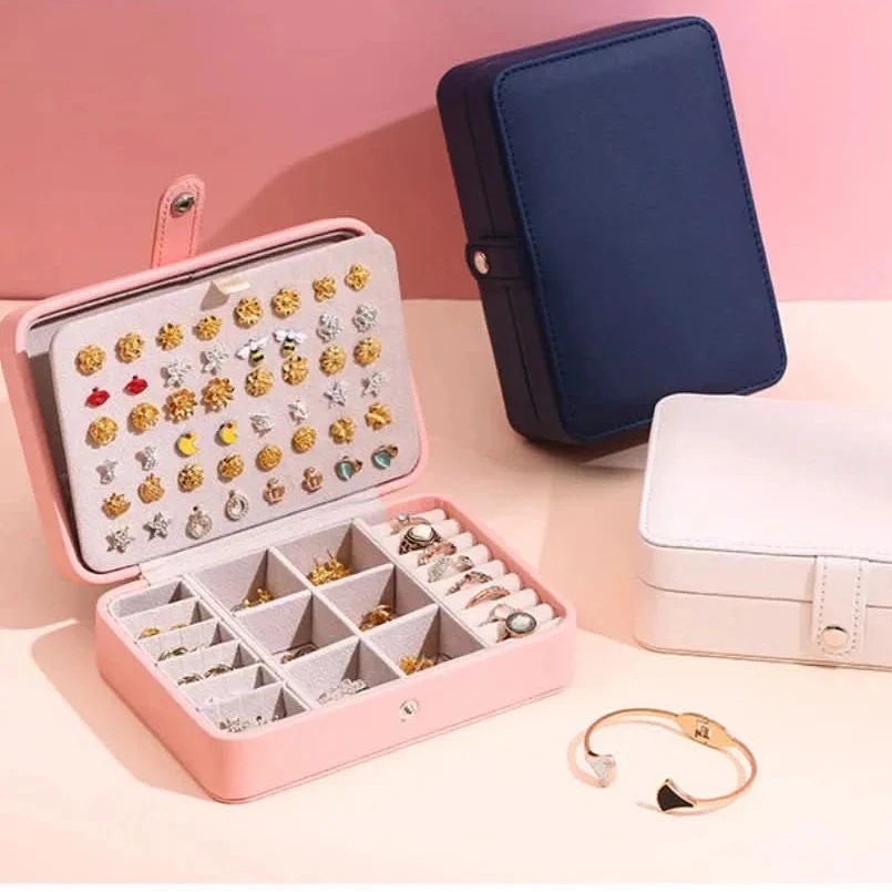 Jewelry Box Leather Magnetic Closure Ring & Earring Organizer