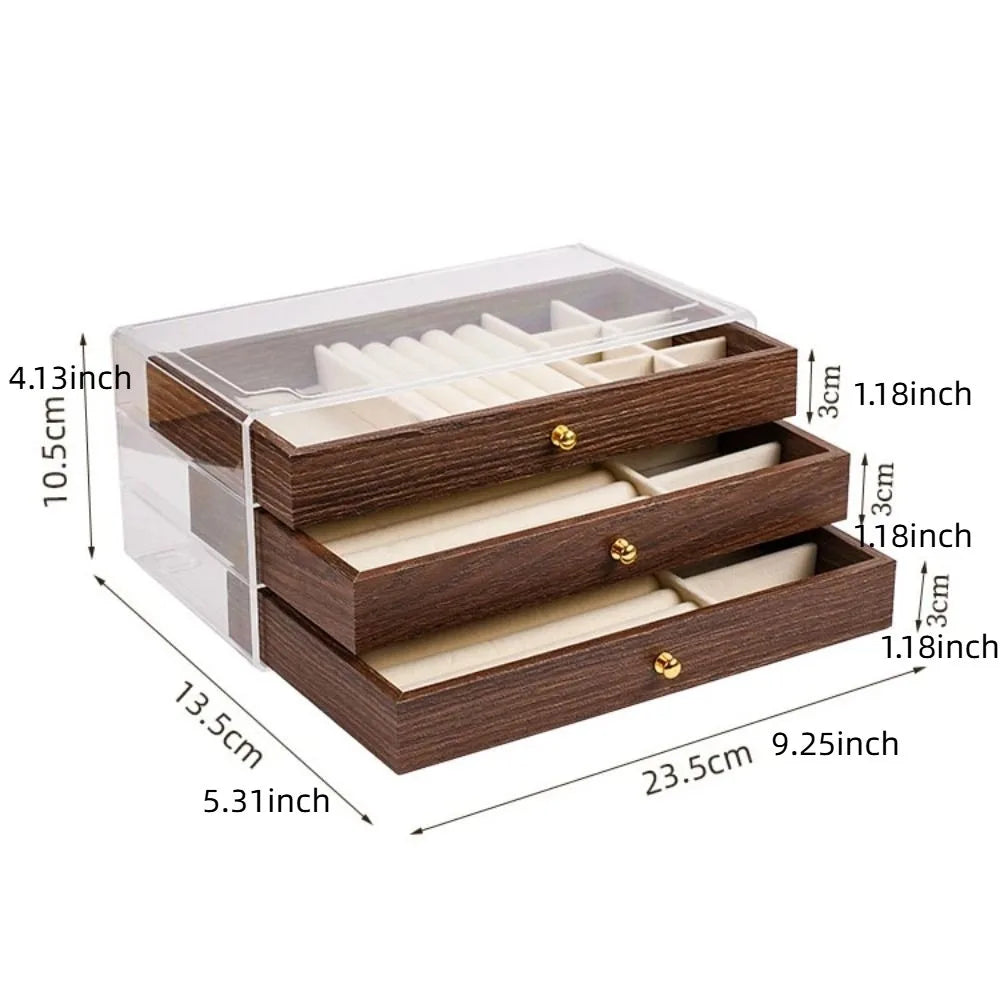 Jewelry Box Lined Drawers & Separate Compartments