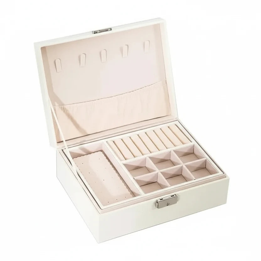 Jewelry Box Two-Tier Wood & PU Leather