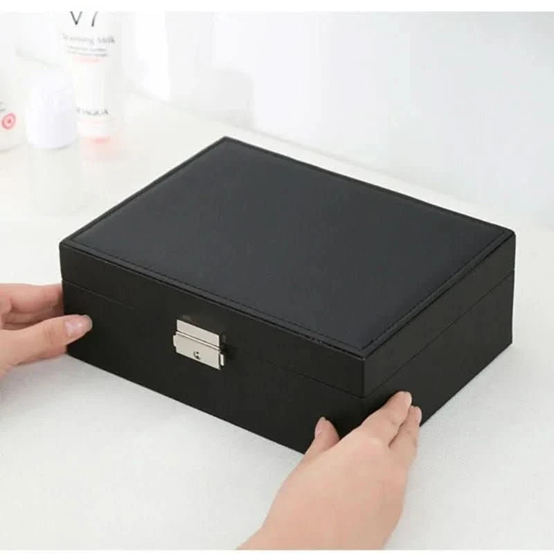 Jewelry Box Two-Tier Wood & PU Leather