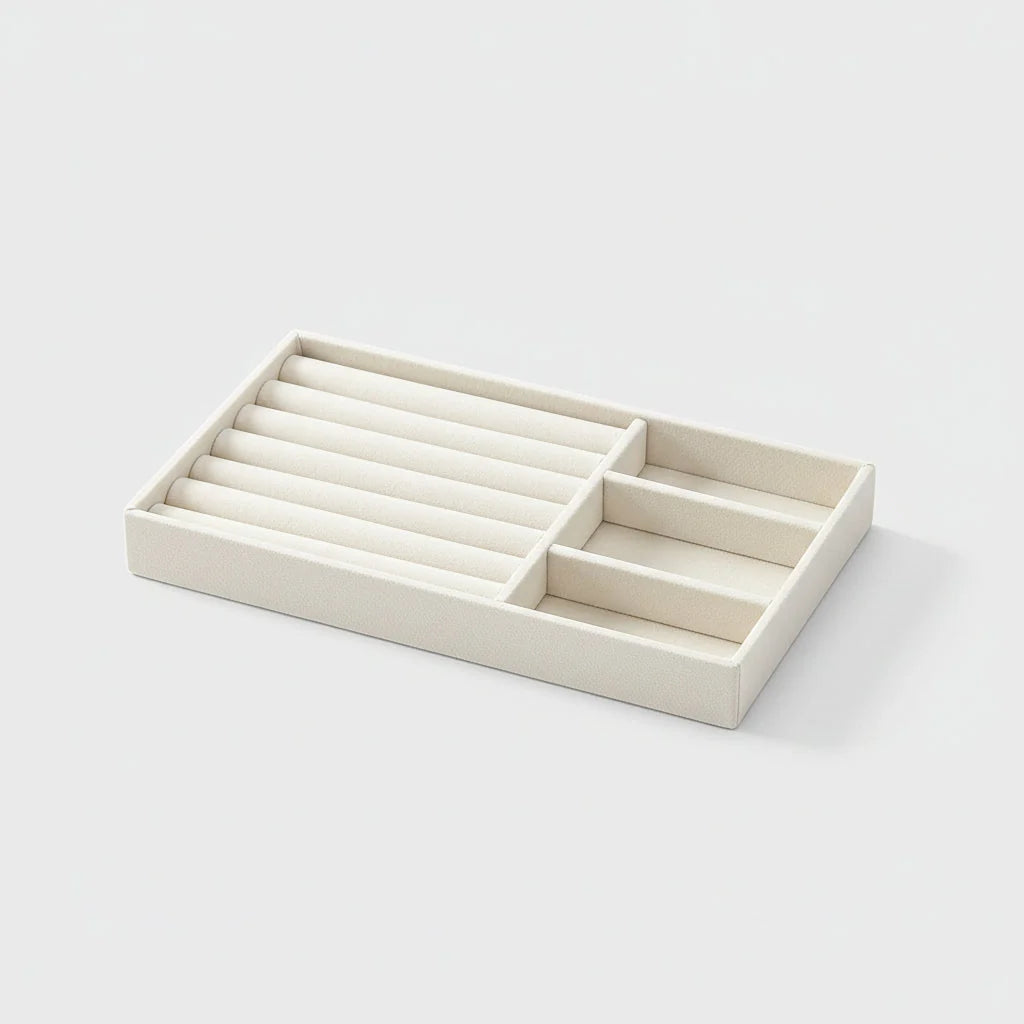 Jewelry Drawer Organizer Lined Compartments Tangle-Free Protection