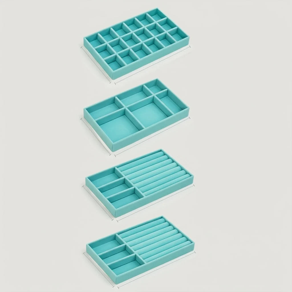 Jewelry Drawer Organizer Lined Compartments Tangle-Free Protection