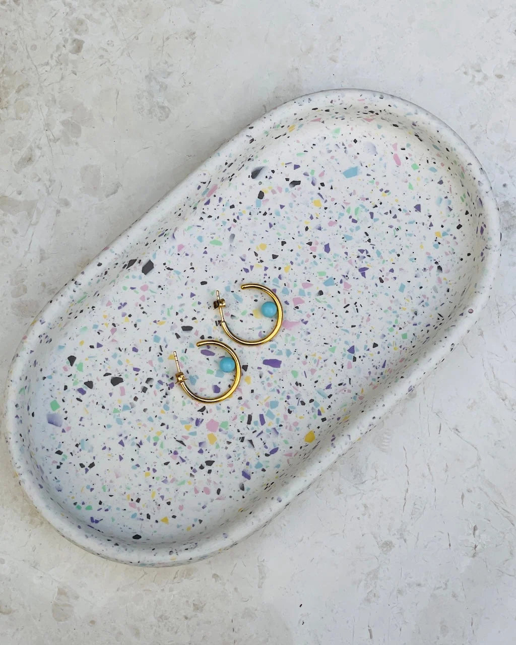 Jewelry Tray Oval Pastel Terrazzo Finish Small Item Storage
