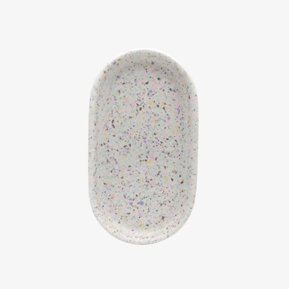 Jewelry Tray Oval Pastel Terrazzo Finish Small Item Storage