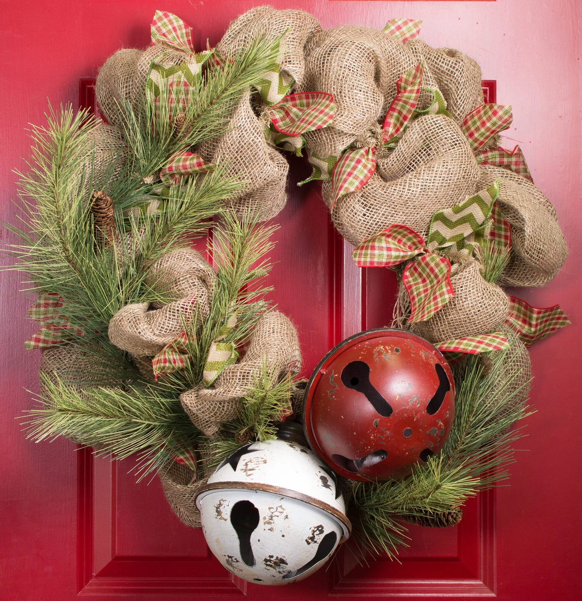Jingle Bell Ornament Antique White Star Cutouts 7 Inch