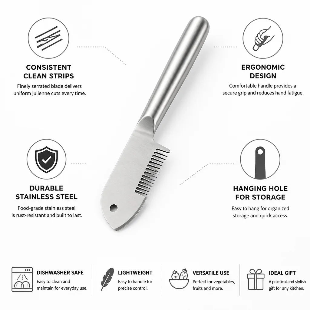 Julienne Peeler Stainless Steel Serrated Blade Ergonomic Handle