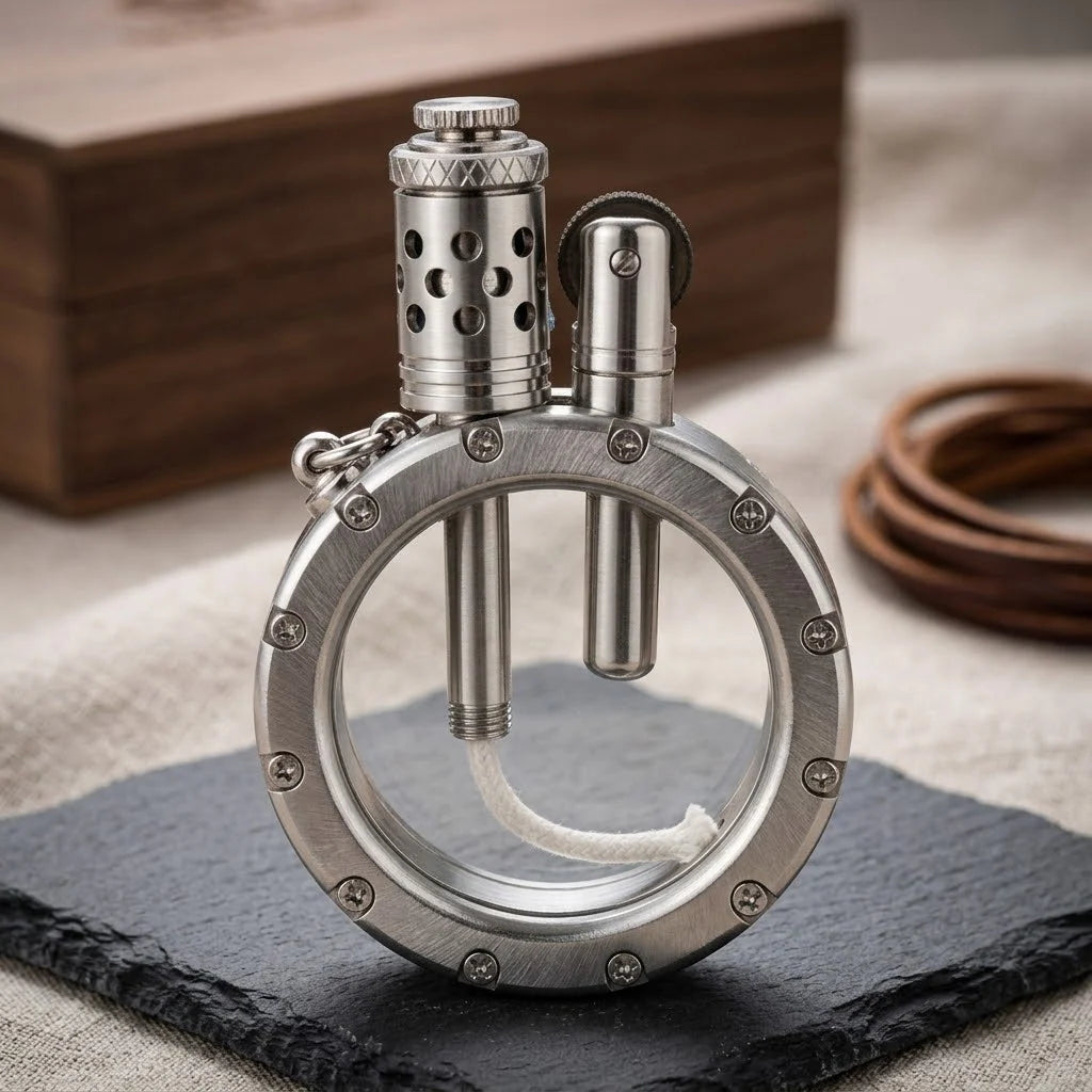 Kerosene Lighter Brass Body Transparent Chamber Vintage Design