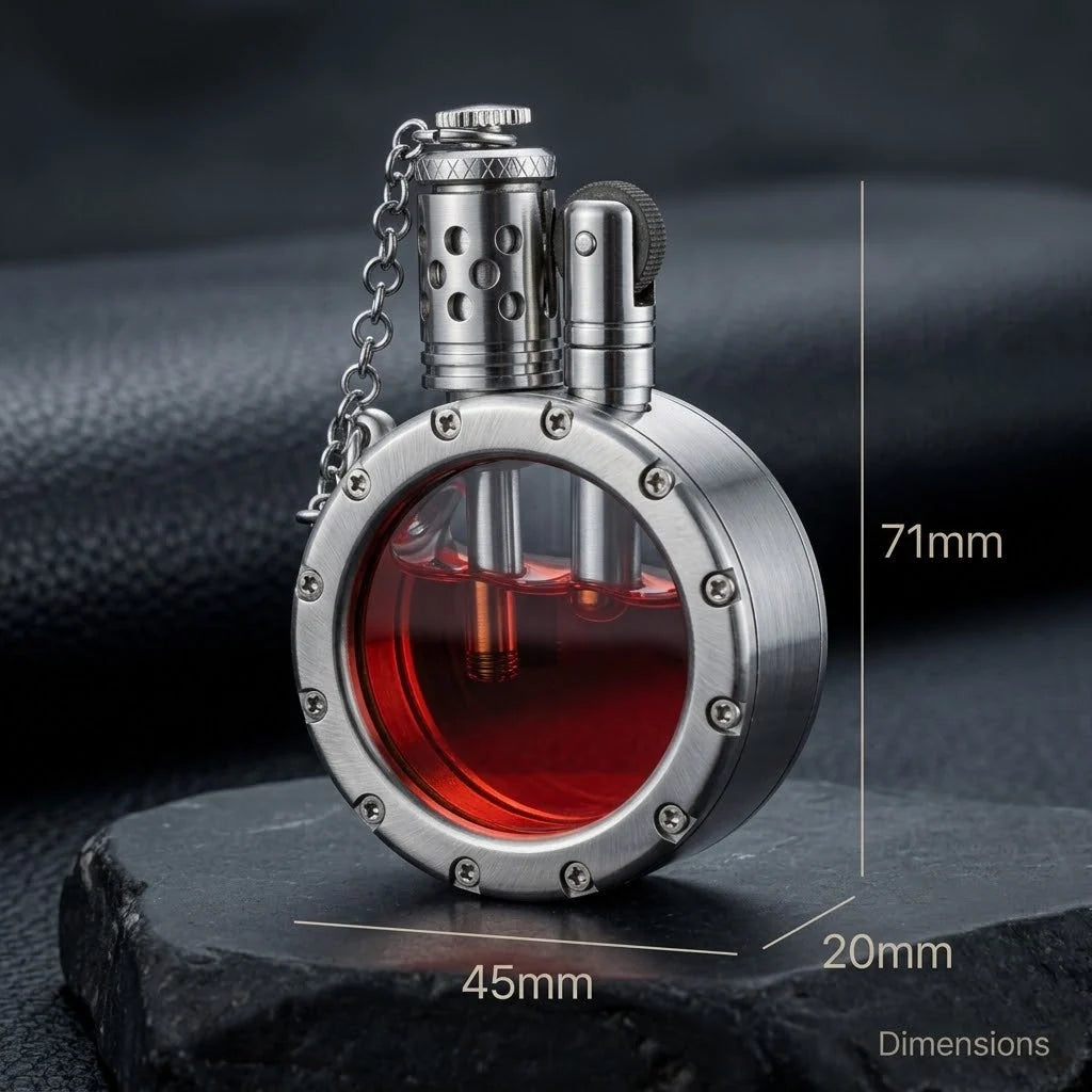 Kerosene Lighter Brass Body Transparent Chamber Vintage Design