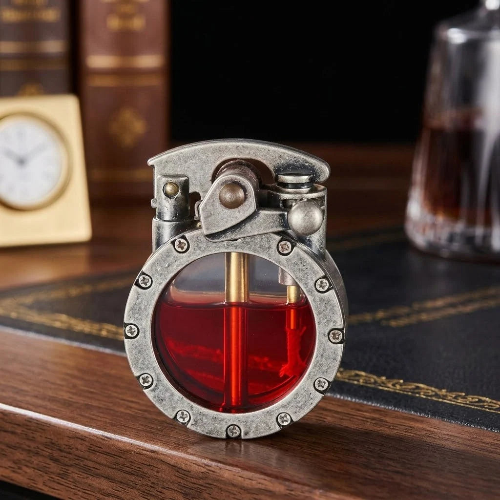 Kerosene Lighter Brass Body Transparent Chamber Vintage Design