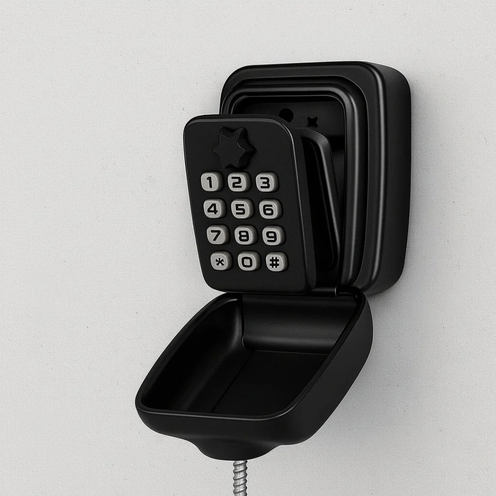 Key Lock Box Wall-Mounted Weather-Resistant 4-Wheel Combination