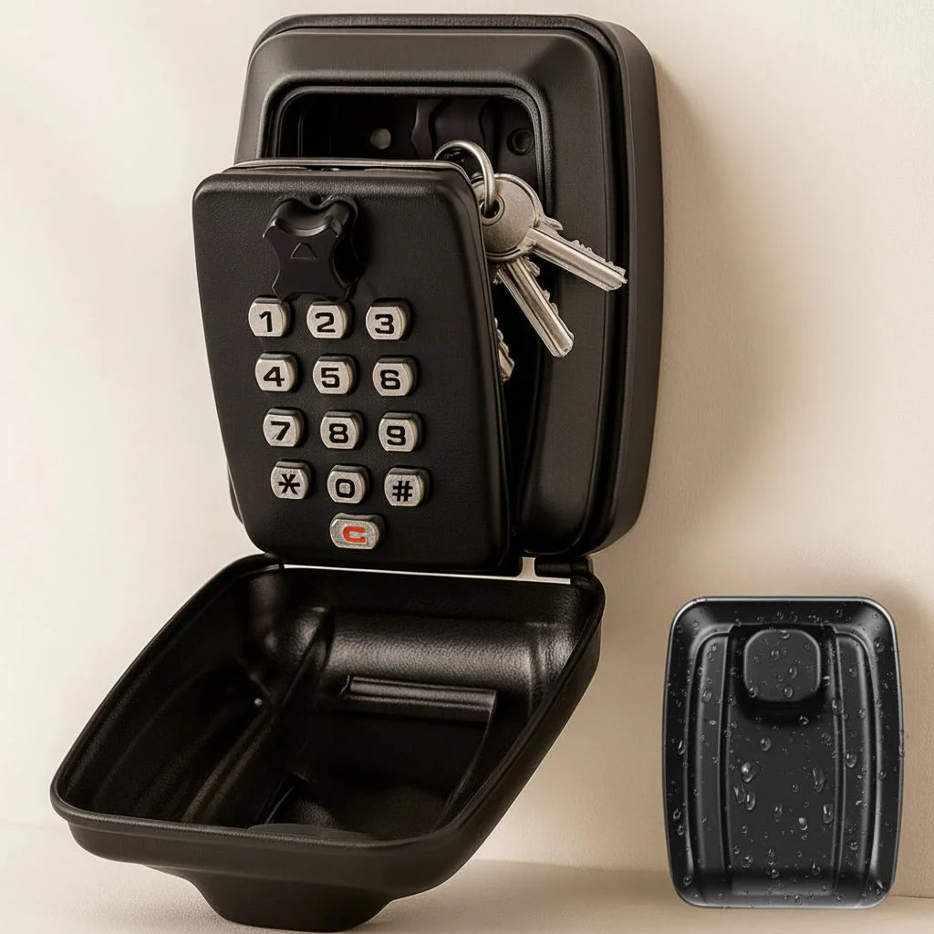Key Lock Box Wall-Mounted Weather-Resistant 4-Wheel Combination