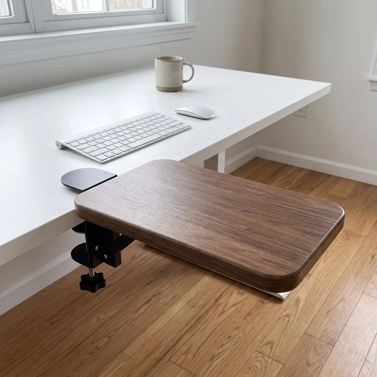 Keyboard Tray Bamboo Clamp-Mounted Pull-Out